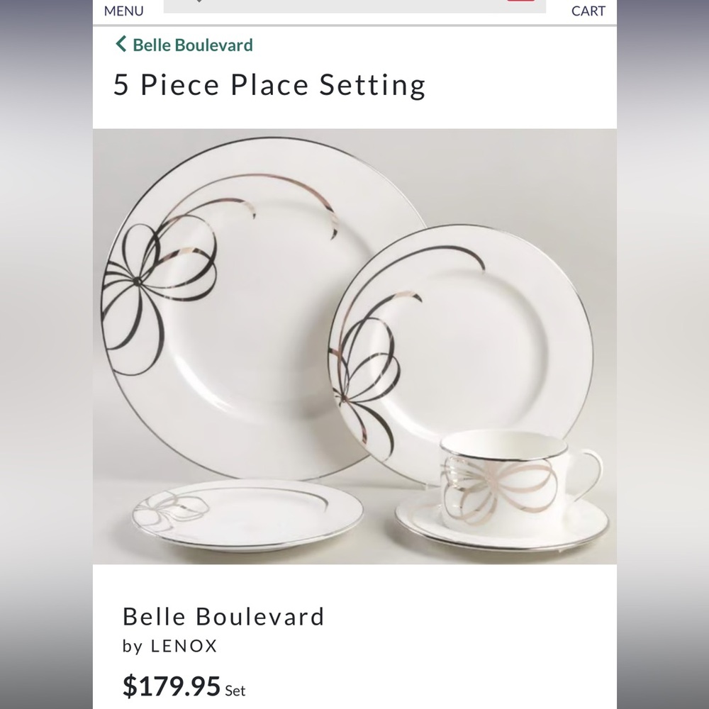 Kate Spade by Lenox Belle Boulevard Dinnerware 5pc. Set